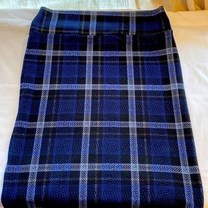 XL Blue Plaid Pencil Skirt